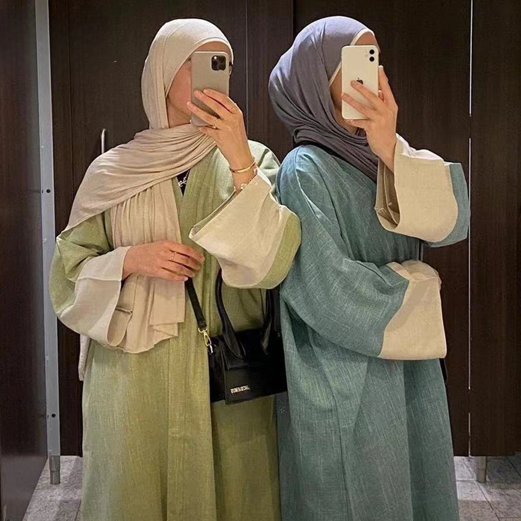 

Elegant Open Front Long Robe Abaya Dubai Middle East Turkey Loose Plus Size