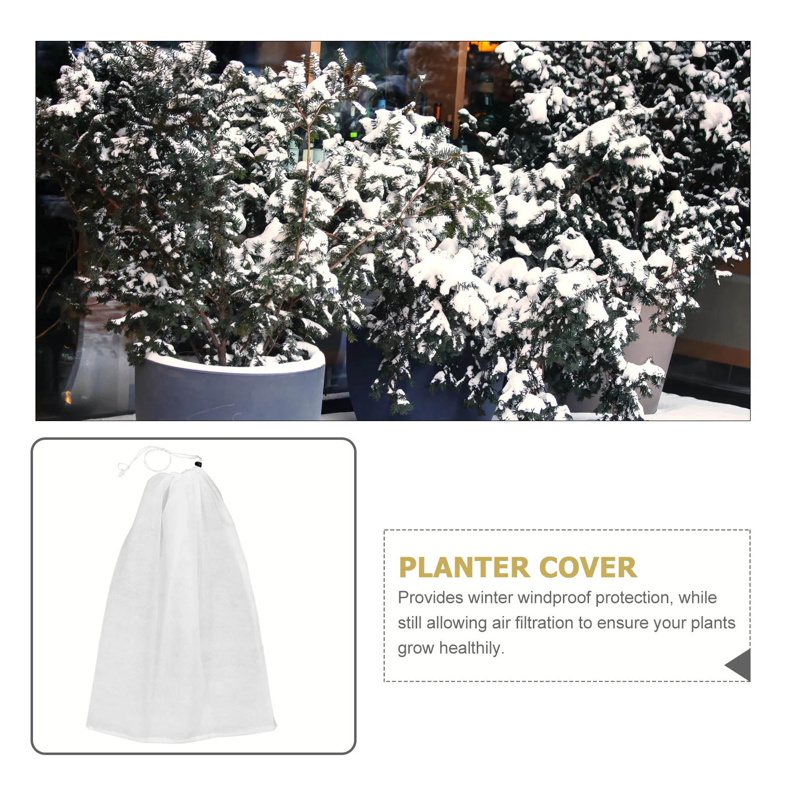 

2pcs Plant Winter Cover Frost-Proof Windproof Drawstring Potted Plant Protective Covers Anti-Freezing Garden Planters Durable