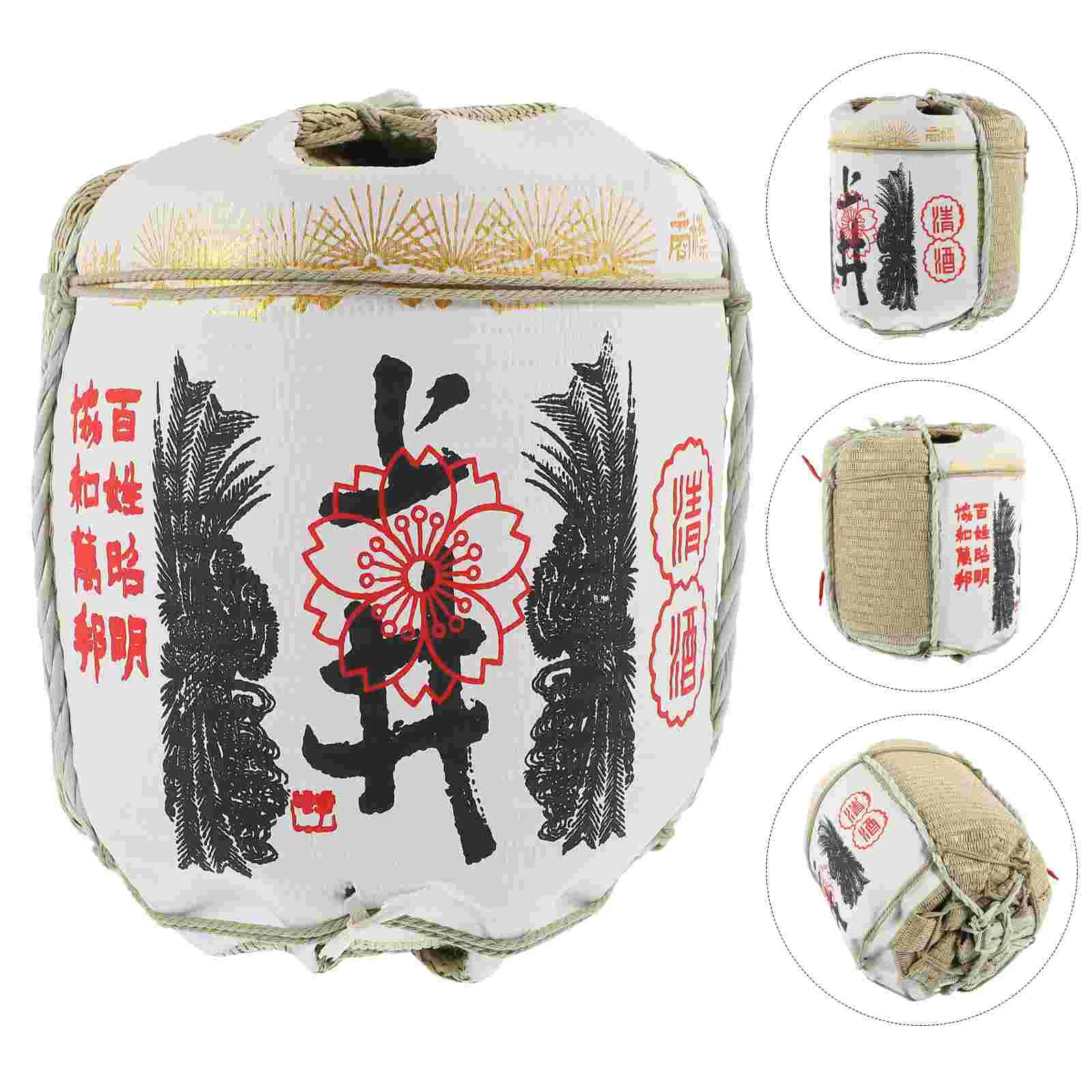 

Outdoor Barrel Ornament Japanese Sake Decoration Whiskey Style Statue Restaurant Bucket