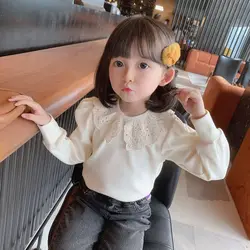 Baby Girls White Blouse Spring Autumn Lace Girls Shirt Long Sleeve Tops Toddler Kids Clothing
