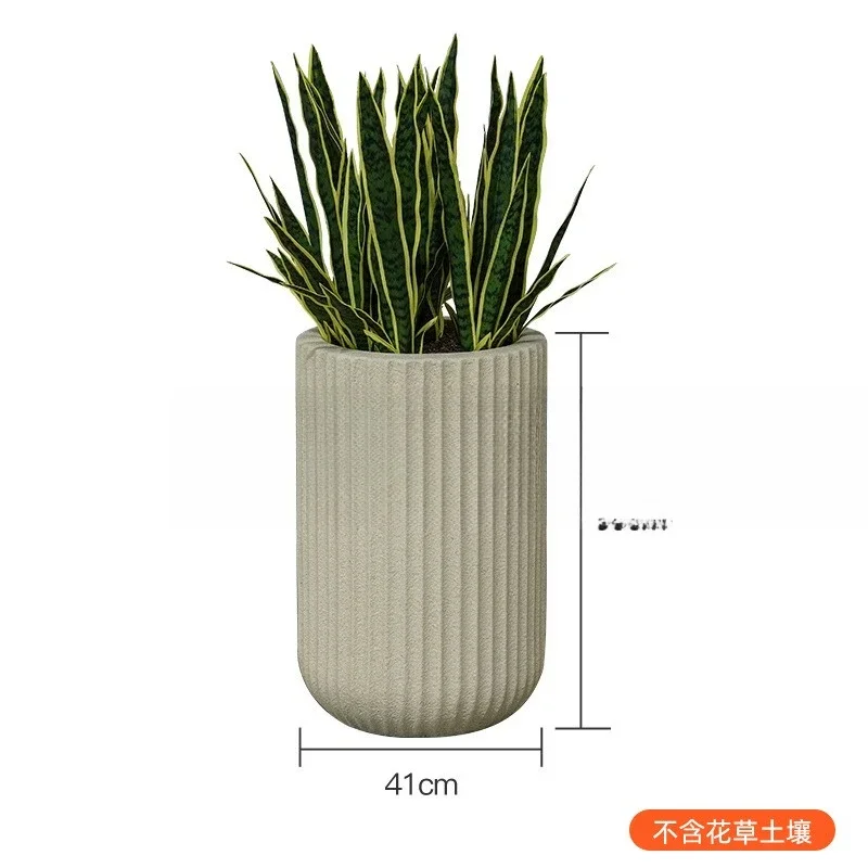시멘트 로마 기둥 화분 쇼핑몰 거실 녹색 식물 화분 실내 유리섬유 화분 장식품