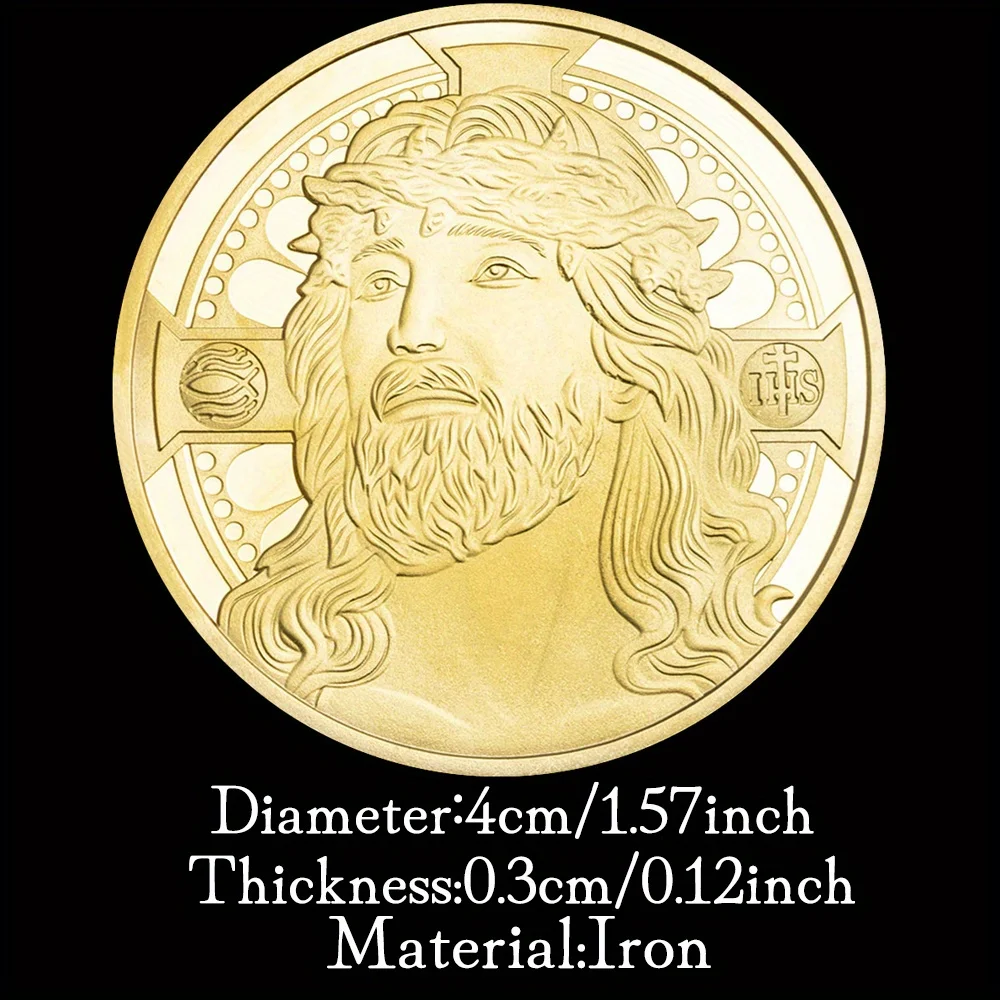 عملة يسوع تاج الشوك الهدايا التذكارية والهدايا التذكارية المسيحية عملة تذكارية الصلاة #3