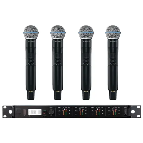ULXD4Q Dual Channel BETA58A SM 58 Ksm8/9 Handheld Lavalier Mic Professional UHF Wireless Microphone for Church ULXD4Q