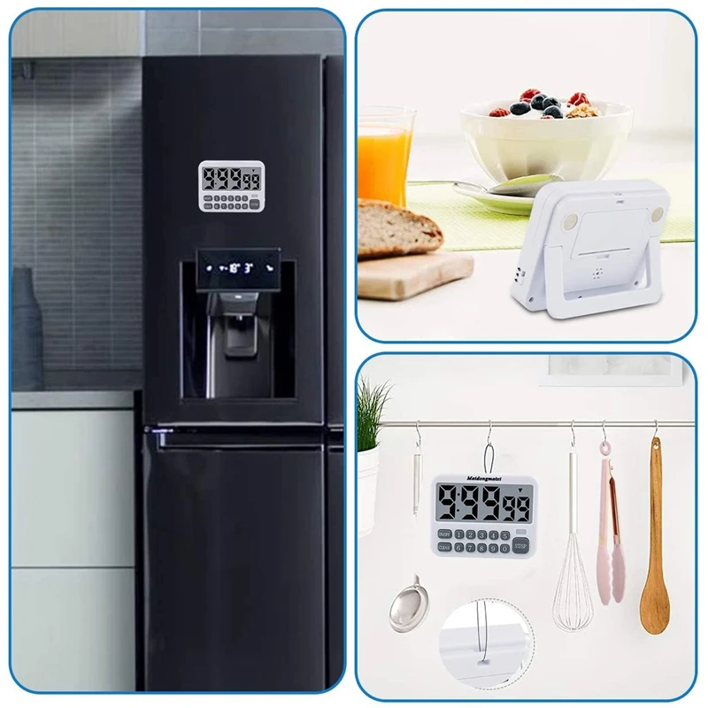 A76F-Kitchen Timer Digital Kitchen Timer Magnetic Countdown Timer With Loud Alarm Big Digits Back Stand For Cooking Classroom