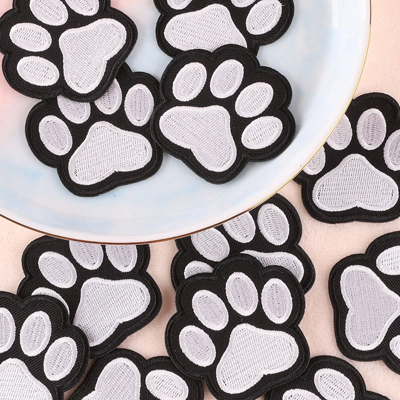 5PCS Dog Paw Embroidery Patch Child Clothing Badge Accessories DIY Iron-on Patches for Clothing Sewing Cat Claw Emblem Stickers