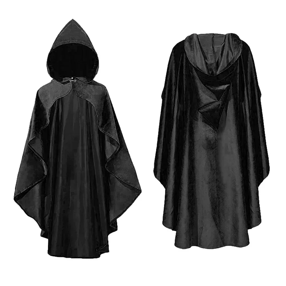 Witch Cloak Medieval Retro Steampunk Hooded Long Cape Poncho Renaissance Vintage Punk Gothic Robe Middle Ages Performance