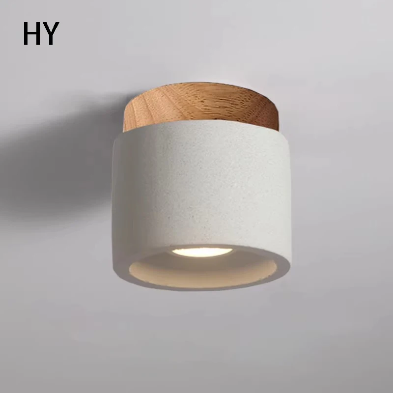 

Cement LED Ceiling Lamp Minimalist Industrial Home Decoration Log Wood Stone Surface Mounted Spotlight Round Foco 110V 220V