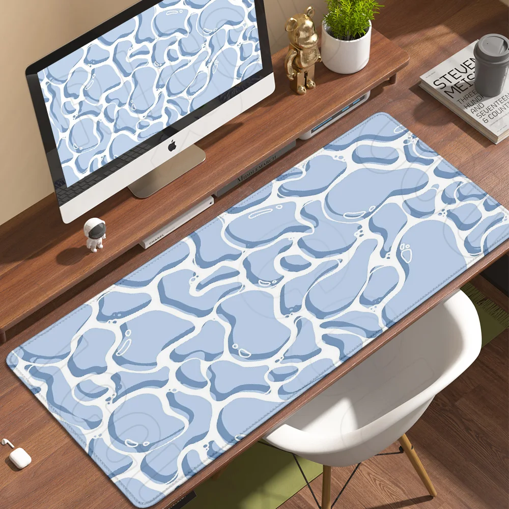 HD-Druck Blaue Wellen Mauspad Teppich Gamer Großes Neues Mauspad XXL Schreibtischunterlage Büroteppich Naturkautschuk Weiche Laptop-Mausmatten