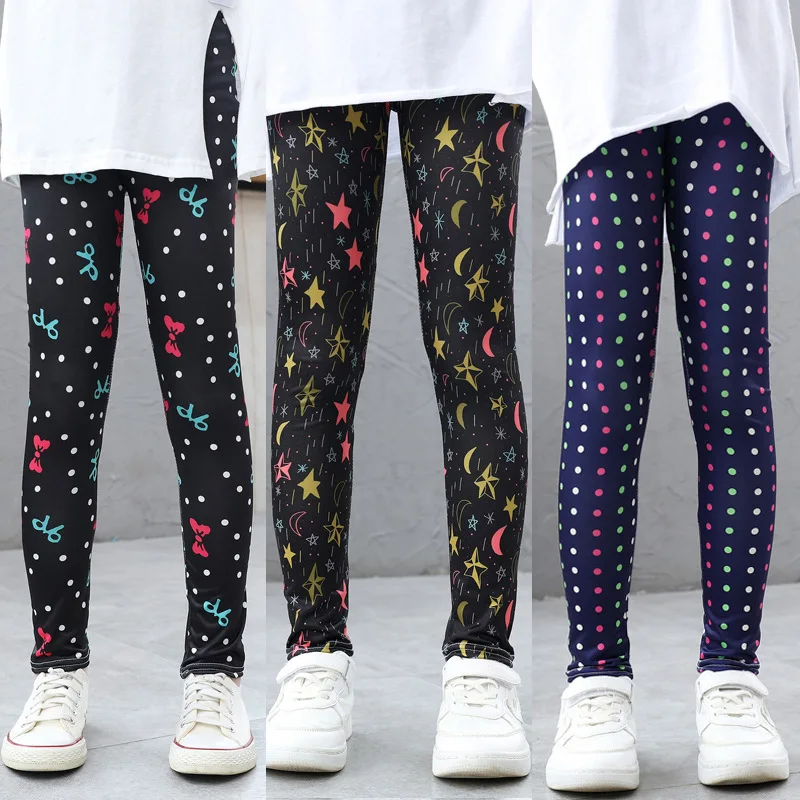 4-13Y Girls Pants Autumn Winter Children Trousers Warm Leggings Thicken Velvet Star Print Kids Pants Baby Girl Keep Warm Legging