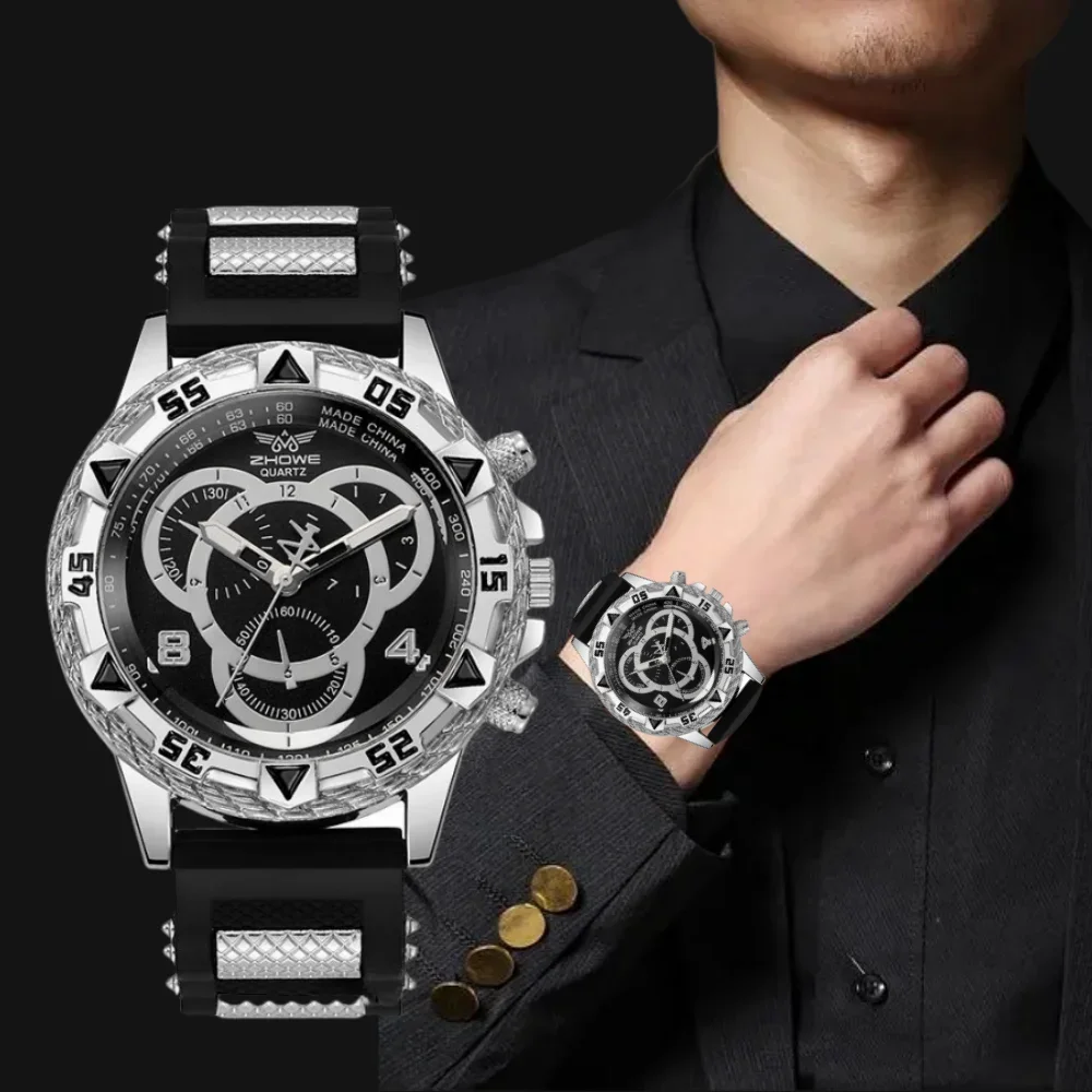 Leisure Fashionable Luxurious Men Quartz Watch Sports Large Dial Non Mechanical Business Temperament Watch for Business Meeting