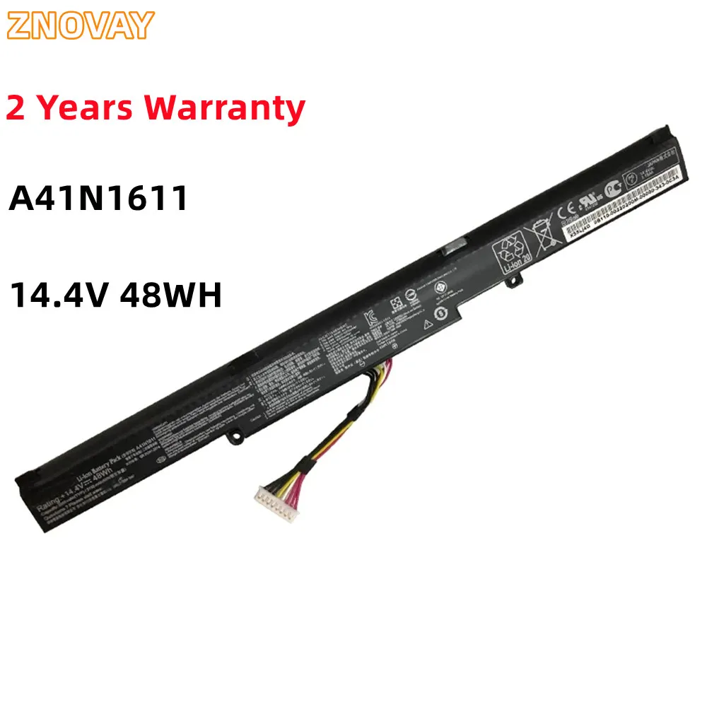 

ZNOVAY A41N1611 14.4V 48WH Laptop Battery For ASUS ROG GL553 GL553VD GL553VE GL553VW Series A41LK5H A41LP4Q