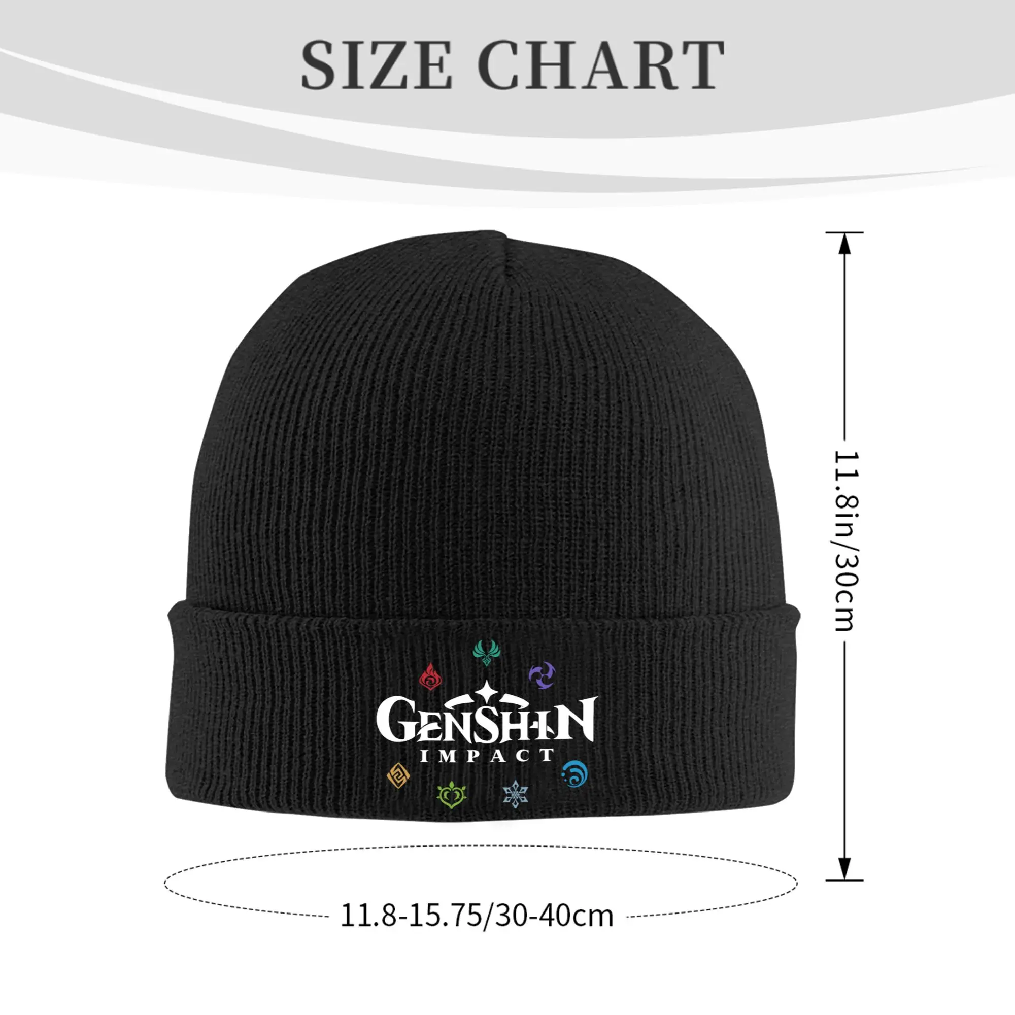 Custom Genshin Impact Elements Skullies Beanies Caps Cool Winter Warm Women Men Knitting Hats Unisex Adult Game Anime Bonnet Hat