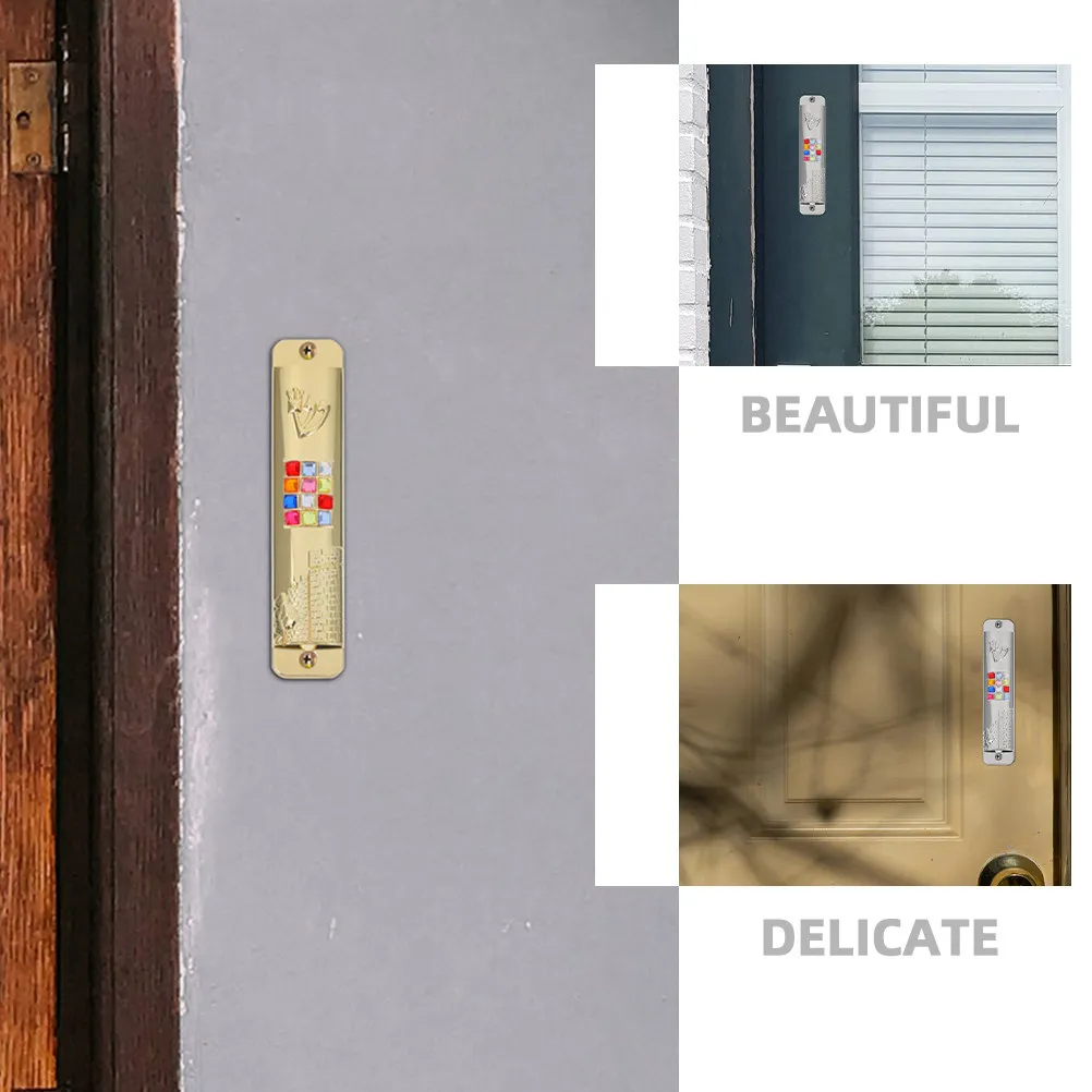 2Sets Metal Mezuzah Doorpost Decoration Religious Blessing Mezuzah with Scroll Judaica Home Ornament Sacred Atmosphere