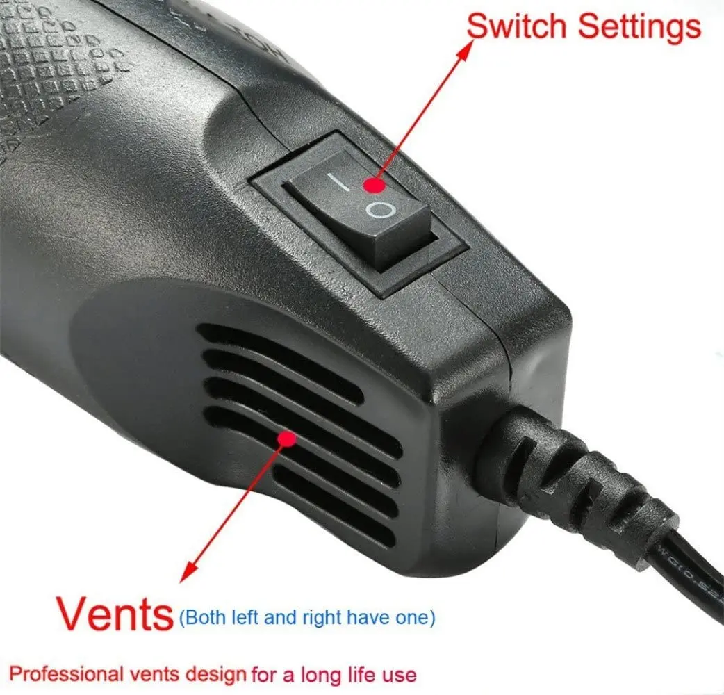 300W Electrical Mini Heat Gun Handheld Hot Air Gun with 300PCS Heat Shrink Butt for DIY Craft Embossing Shrink Wrapping PVC