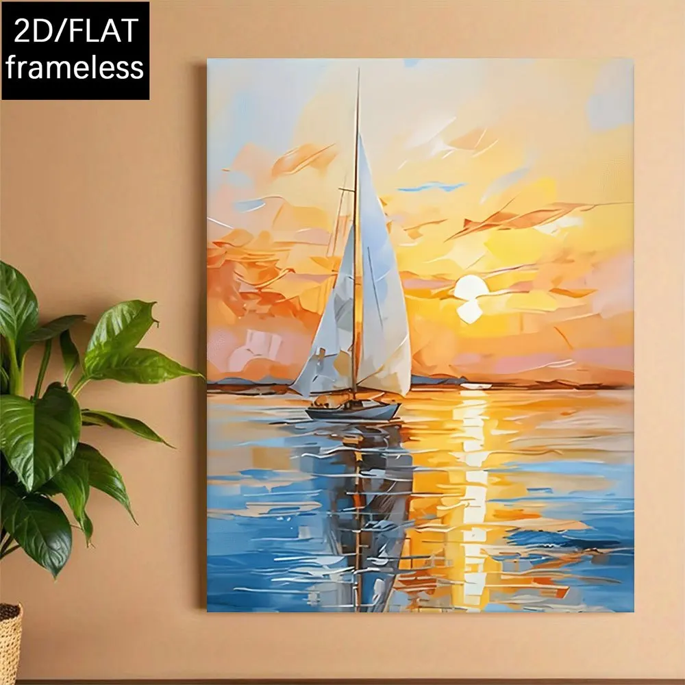 Oil Painting By Numbers Kits Sunset Sea Sailboat Number Drawing Canvas DIY Pictures By Numbers Home Decor for Adults Beginners
