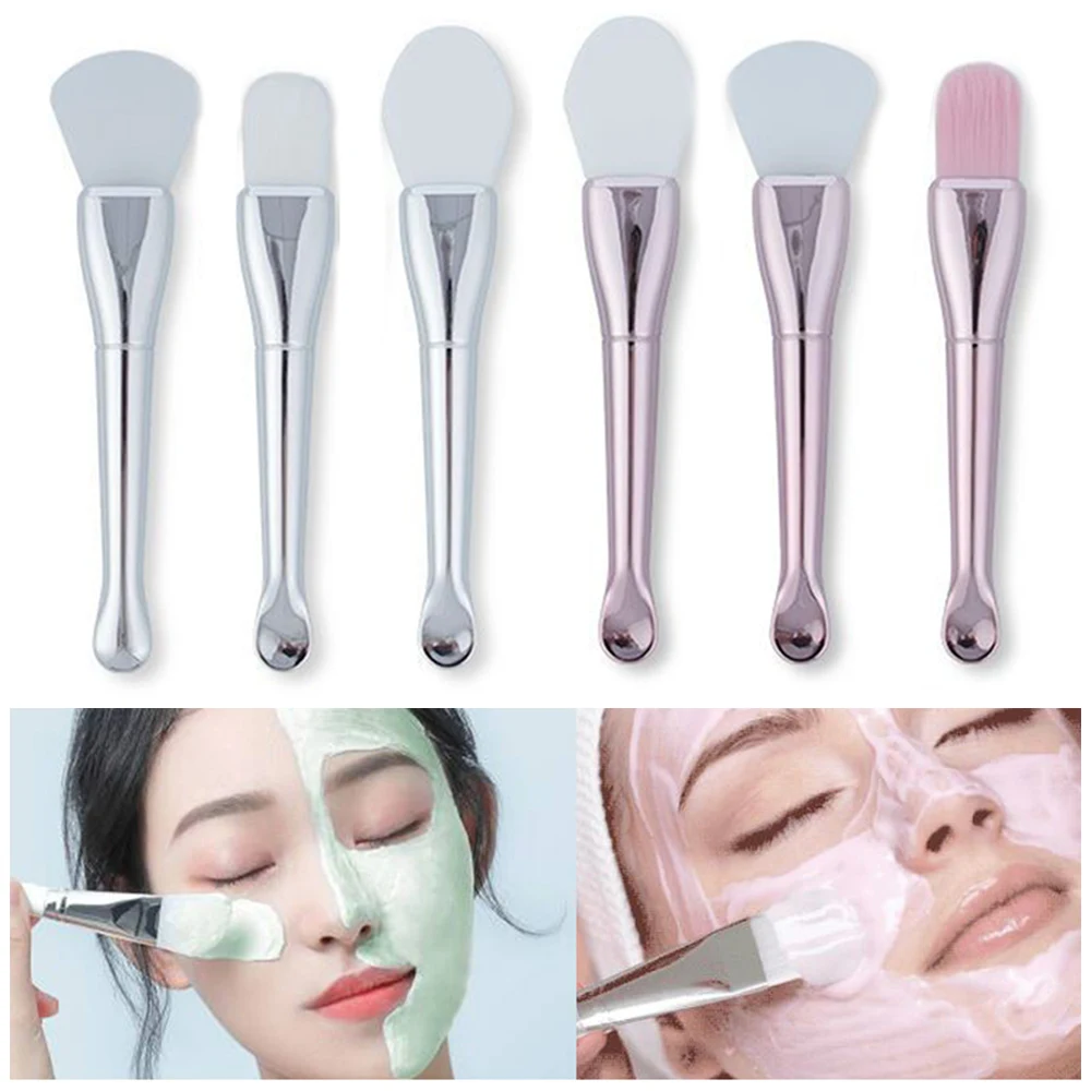 Silicone Facial Mask Brush Soft Head with Scraper Integrated Dual-use Mud Film Brush DIY Film Adjusting Beauty Tool Beauty