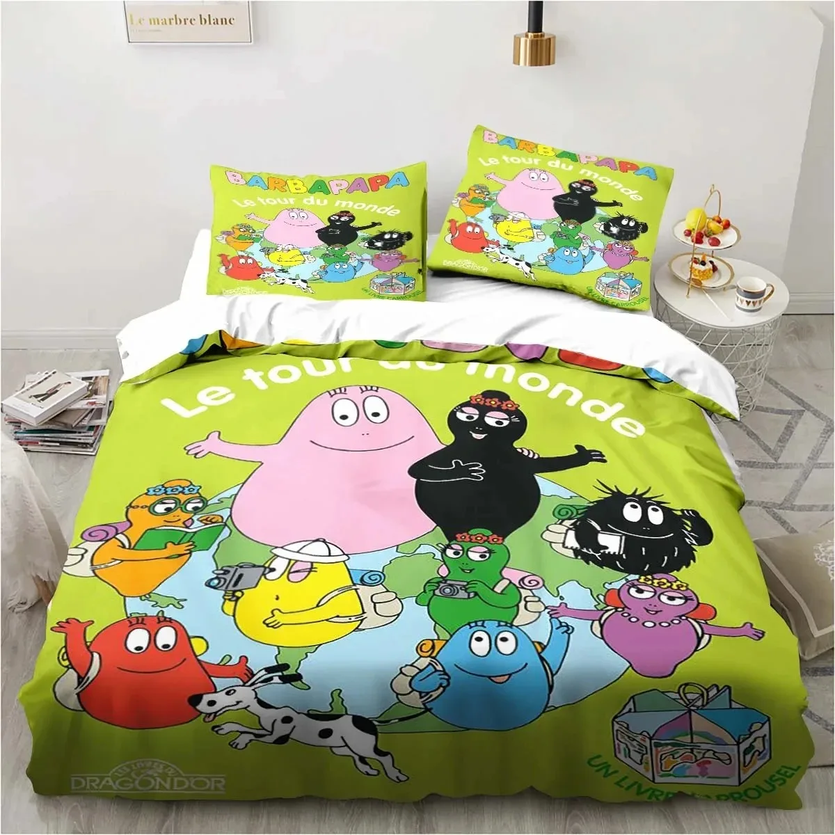 3D Print Cute Cartoon Barba-Papa Bedding Set Double Twin King Duvet Cover Comforter Pillowcase Boys Girls Adults Bedroom