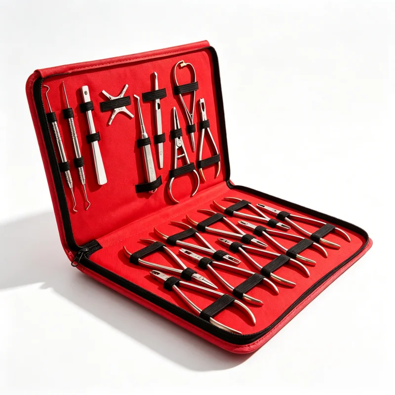 18Pcs Dental Orthodontic Tool Kit – Stainless Steel Pliers, Wire Cutter, Bracket Remover & Forceps Set