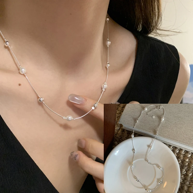Women's 925 Sterling Silver Line Necklace