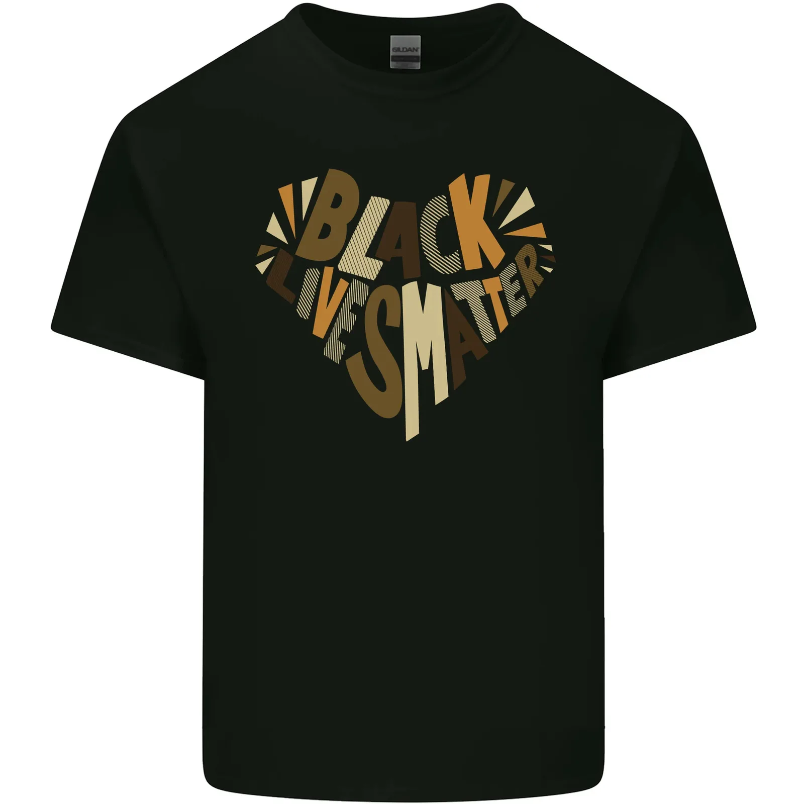 Black Life Matter Heart Racial Equality Mens Cotton T-Shirt