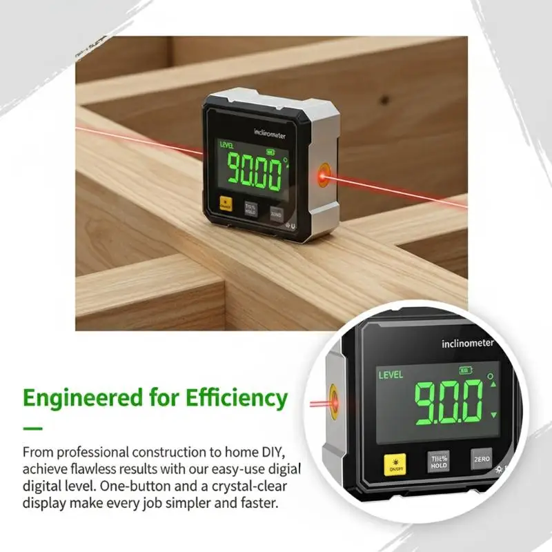 Accurate Measurement Level Four Sided Magnetic Suction Double-sided Laser Tilt Angle Box Small Electronic Angle Ruler For Slope