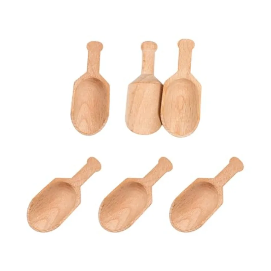 6 قطع 1.2 × 3.1 ihs مجارف خشبية صغيرة أملاح الاستحمام الصغيرة ملعقة حلوى لتوابل الشاي حبوب البن