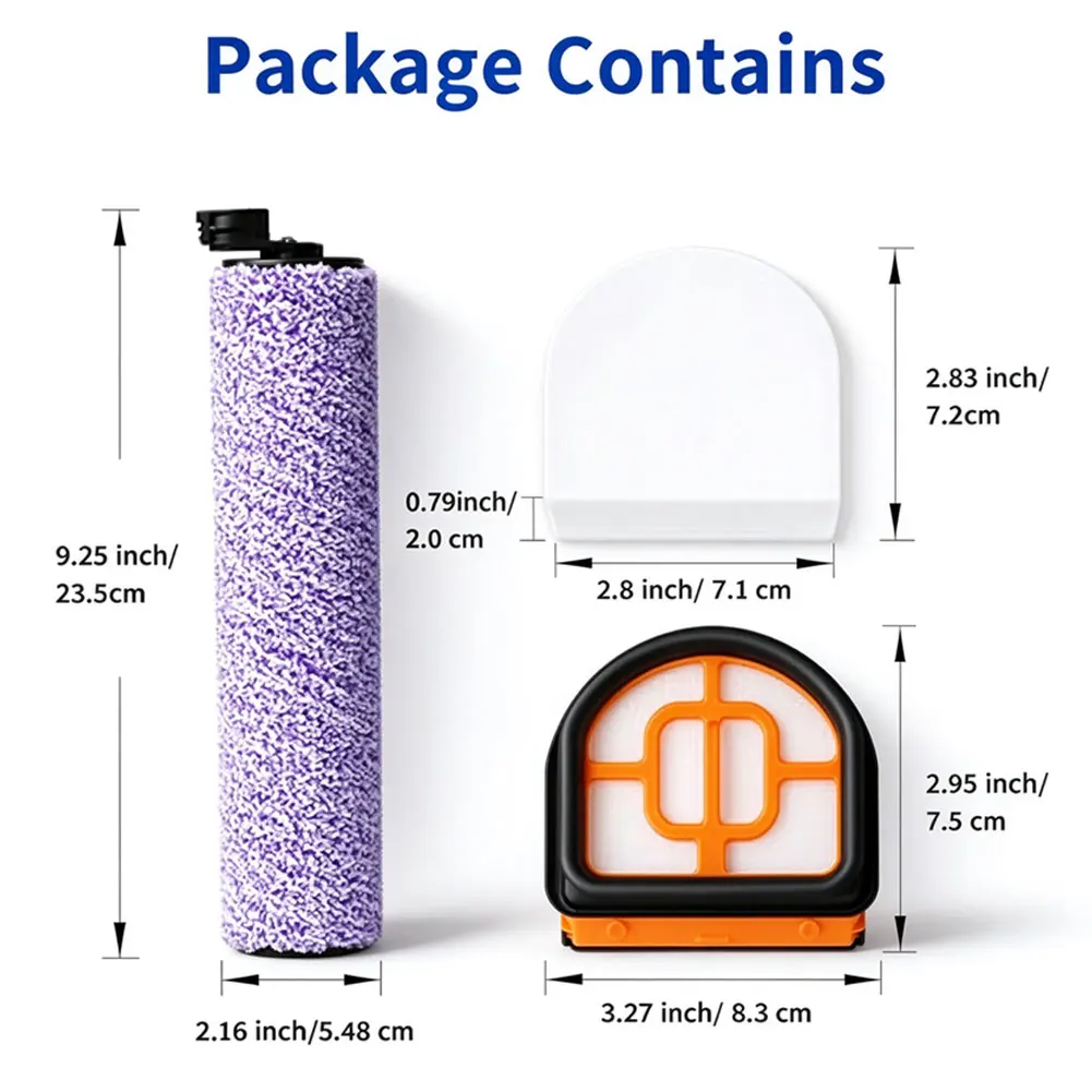 5 Piece Replacement Kit for Shark WD100 WD101 WD200 WD201 AW201 Floor Scrubbers Includes 2 Roller Brushes 2 Filters 1 Brush