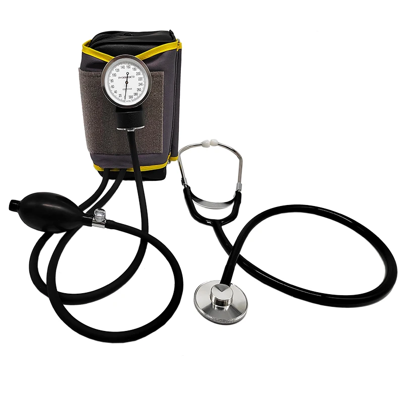 Professional Medical Household Aneroid Sphygmomanometer With Stethoscope Manual Blood Pressure Monitor Cotton Cuff Upper Arm