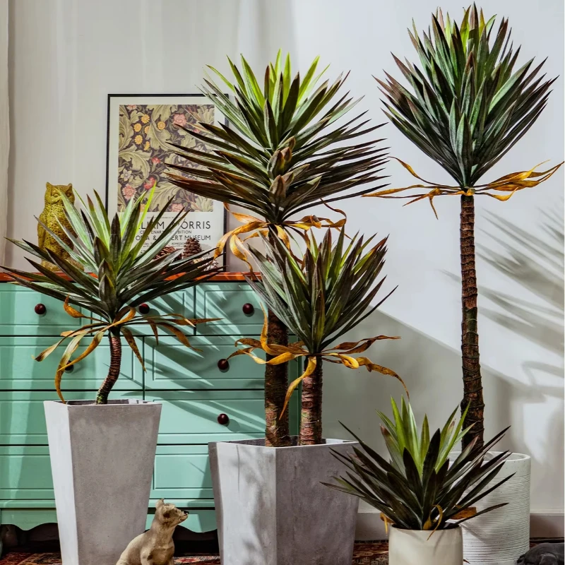 

Artificial Green Plant Agave Dragon Blood Tree Millennium Wood Plant False Tree Pot Landscape Home Decoration Shooting Props