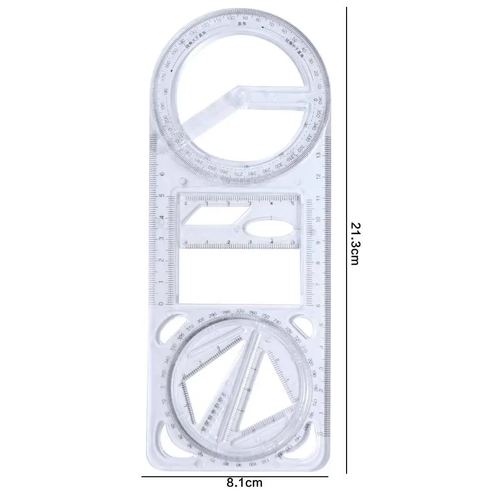 Penggaris gambar geometris dapat digerakkan 360 °, alat tulis Multi fungsi untuk siswa sekolah dasar, perlengkapan kantor Arsitektur