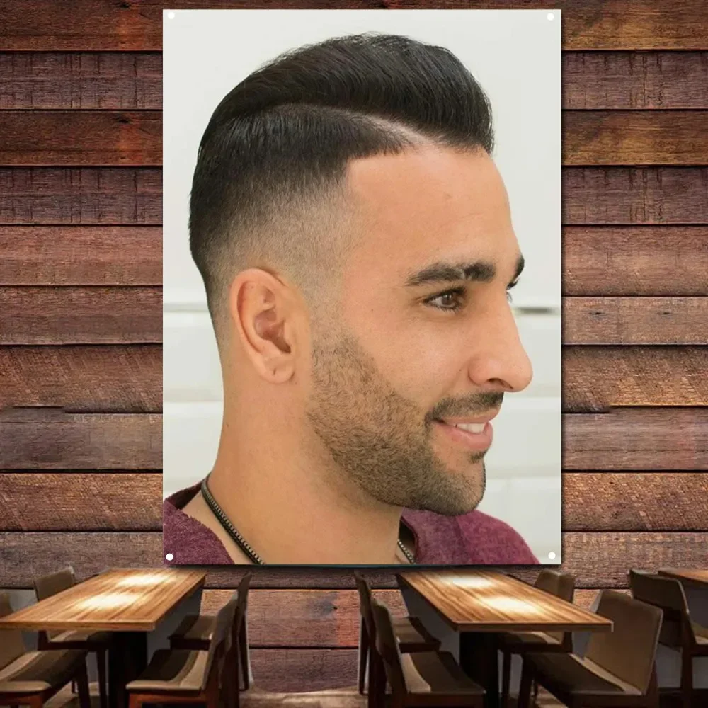 Mini pompadour haircut for men Posters Print Wall Hanging Flag Digital Printing Hairstyling Barber Shop Wall Decor Art Tapestry