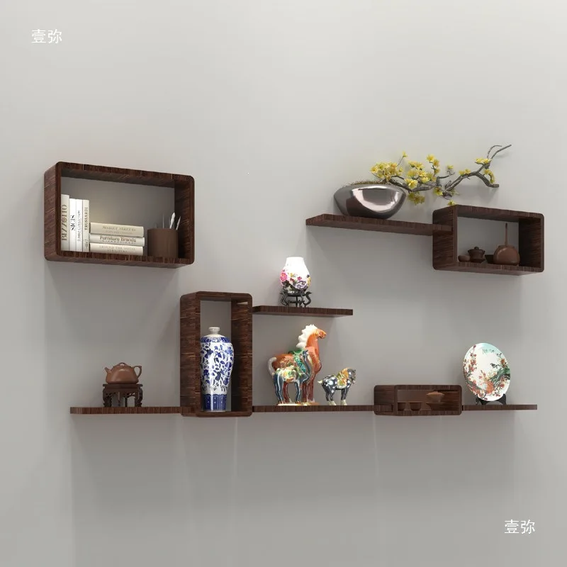 Wall shelf wall hanging bedroom creative lattice living room TV background wall decoration room baffle free punching