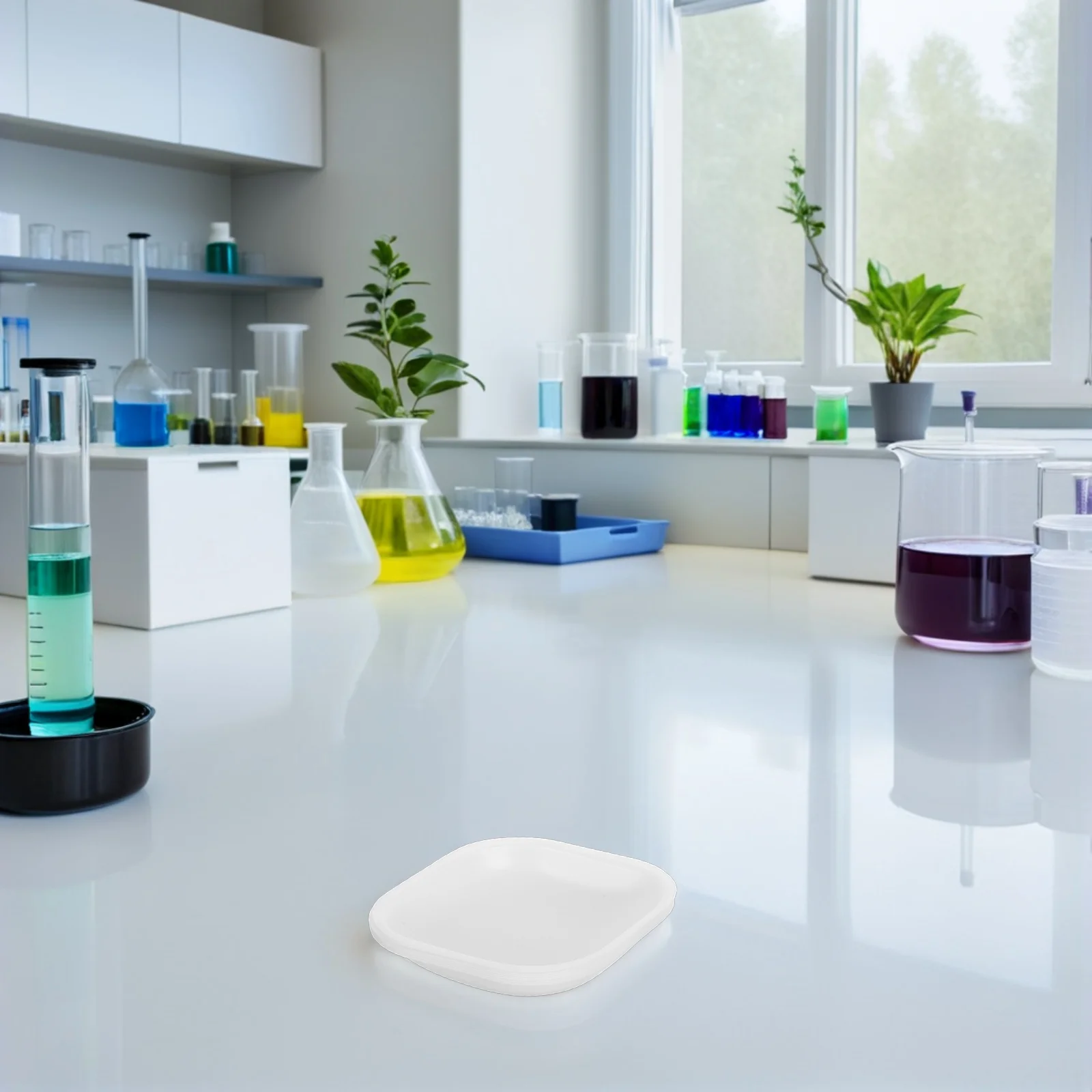 

30 Pcs Epoxy Plastic Weighing Pan Mixing Tray Food Measuring Lab Dish White Weight Boat Container Sample