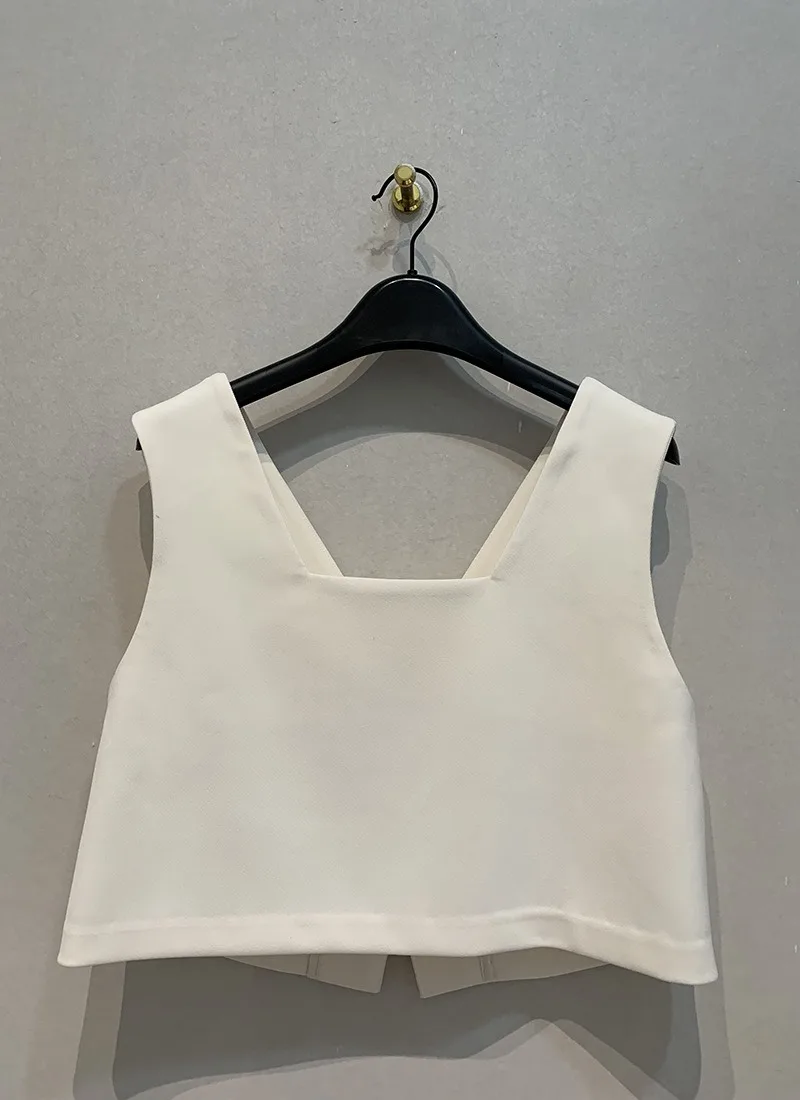 Back Single Button Ropa Mujer Sleeveless Top Spring Summer Clothes Japanese Simple Tanks & Camis Fashion Ins Women 2024 Tops