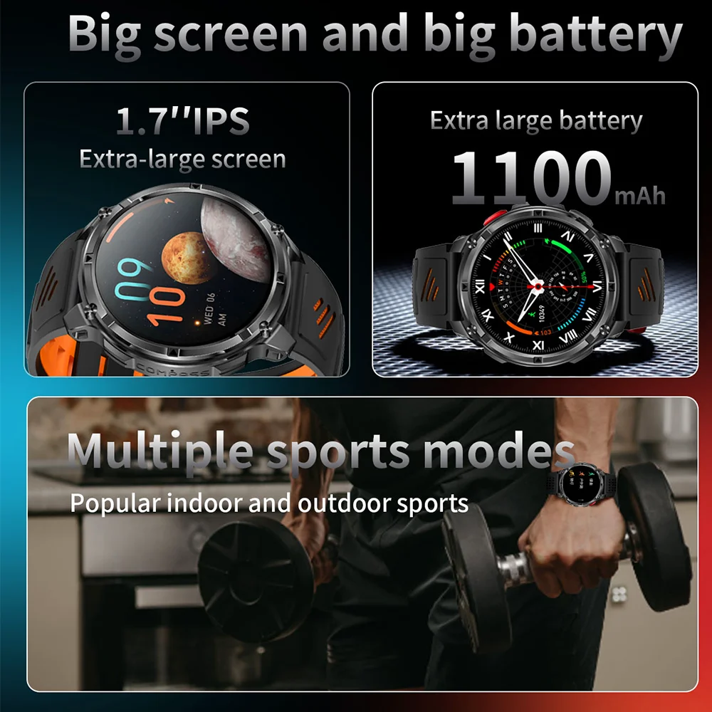 2026 New T-Rex3 Ultra 1100mAh Super Capacity Battery Adult Men Smart Watch 1.7