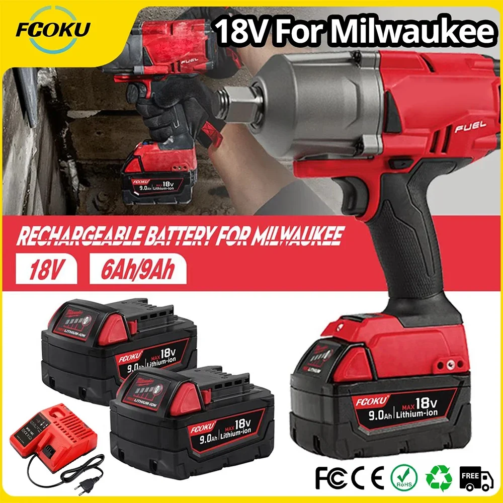 

Origina Powerful 18V 9Ah Lithium Ion Battery Compatible for Milwaukee M18 Power Tools Batteries 48-11-1815 48-11-1850 48 Z5