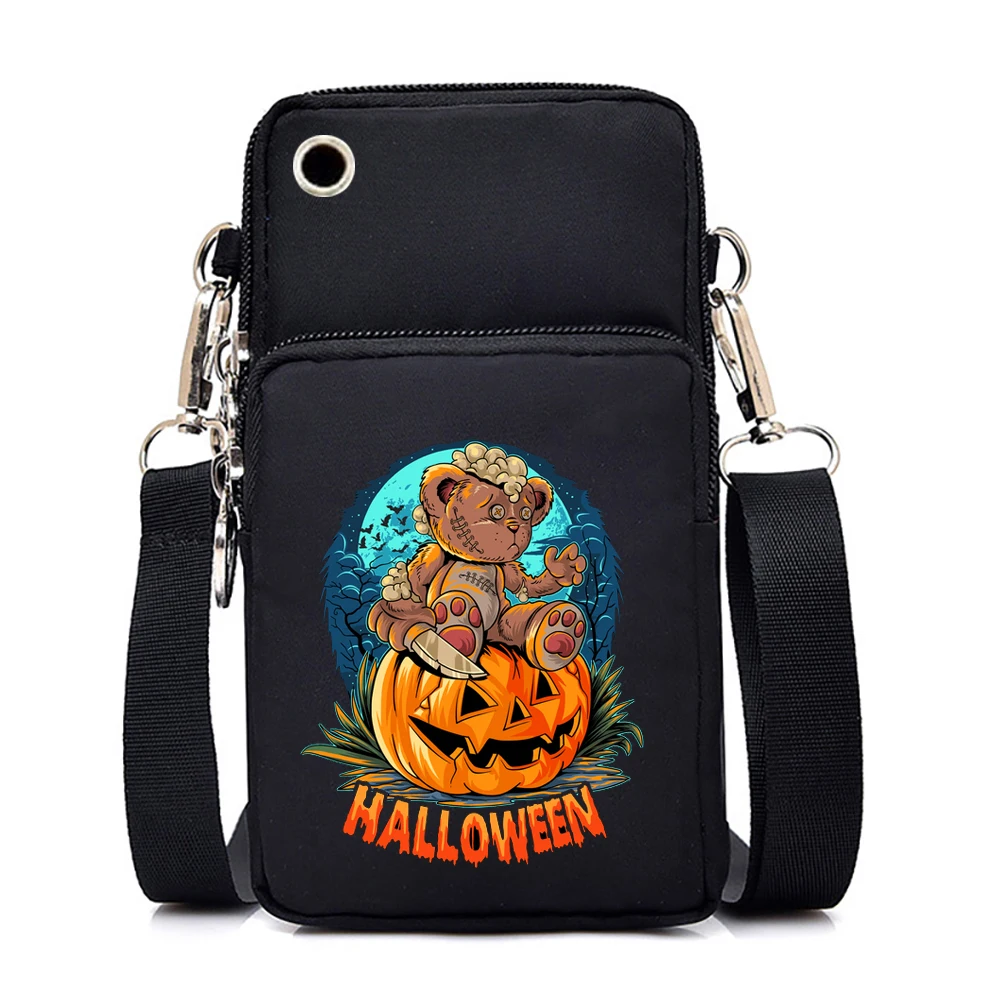 Harajuku Halloween Tote Bag Women Punk Pumpkin Purse Handbags Horror Movies Halloween CrossBody Mobile Phone Bag for Women