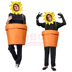 Halloween Flower Pot Costume for Adults Cosplay Women s Sunflower Costume with Headpiece for Garden Theme Party Sunflower