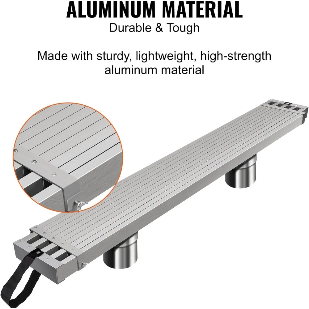 Planche de travail télescopique en aluminium VEVOR, 6-9 pieds, capacité de 500 lb, largeur de 12,5 pouces, planche d'échafaudage avec échafaudage à plate-forme antidérapante