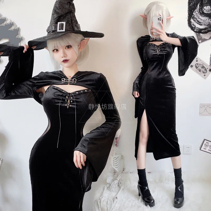 

Cosplay Anime Halloween Costume For Women Dark Gothic Dress Witch Vampire Bride Vestidos Carnival Fancy Party