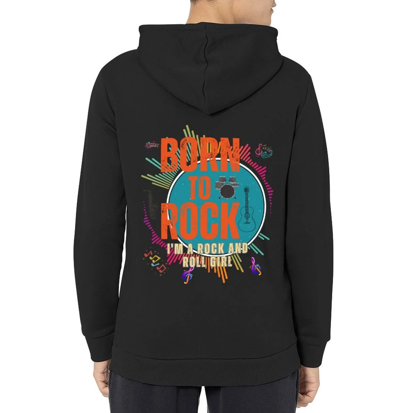 

I was born to rock and roll, Girl likes rock. Hoodie autumn japanese style men's winter sweater designer hoodies