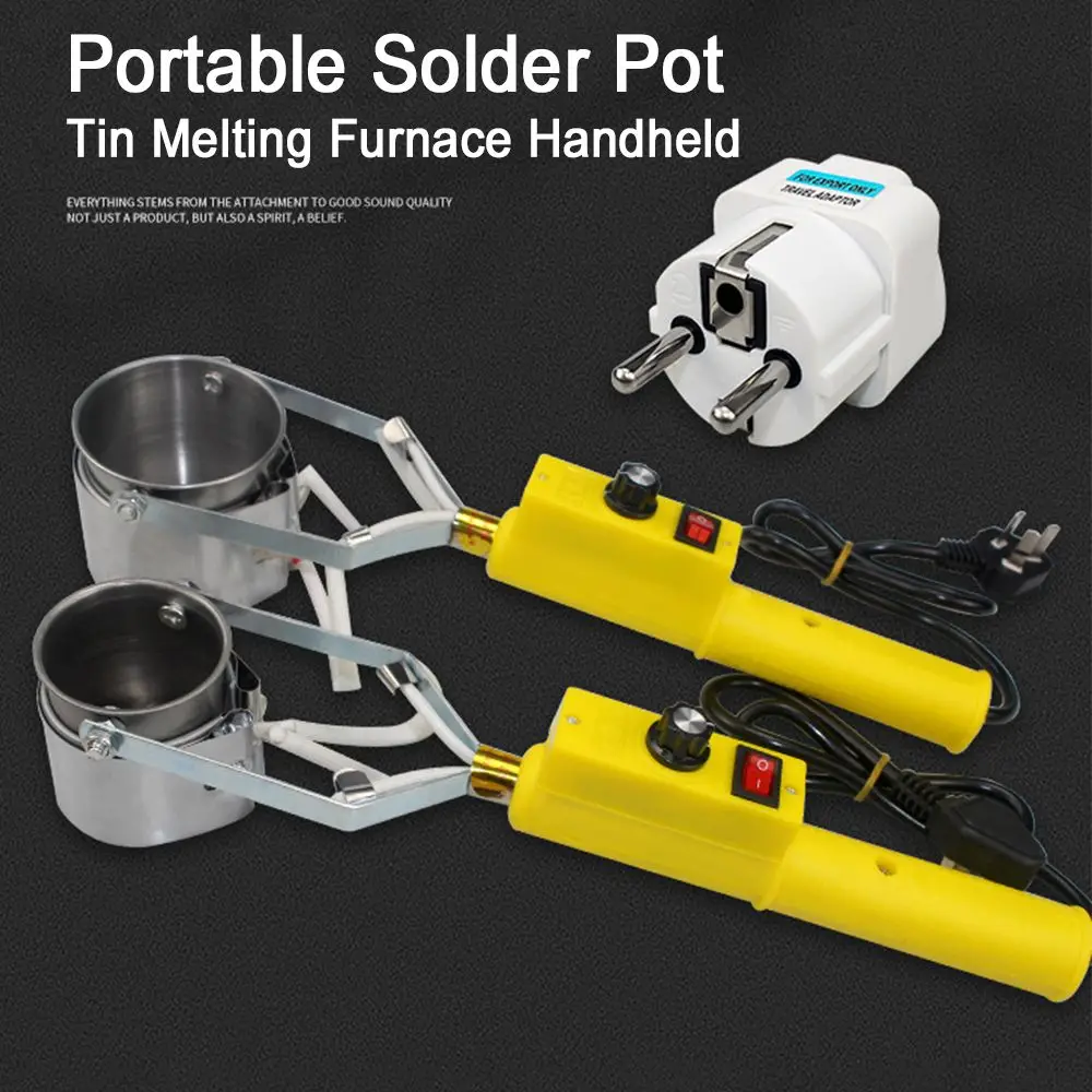 220V 500W Portable Mini Solder Pot Tin Melting Furnace Thermoregulation Handheld Lead-free Desoldering Bath 100~450 Centigrade