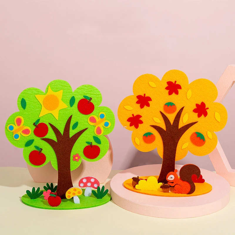 DIY Four Seasons Tree Toys Montessori Arts Crafts Non-weaving Handicrafts Toys Children Gift Early Preschool Educational Toys