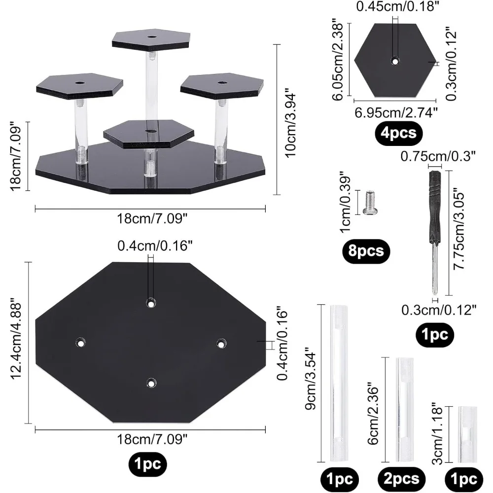 Acrylic Display Stand 4-Tier Display Shelf for Collectibles Tiered Perfume Organizer Conutertop Desktop Holder Clear Cupcake