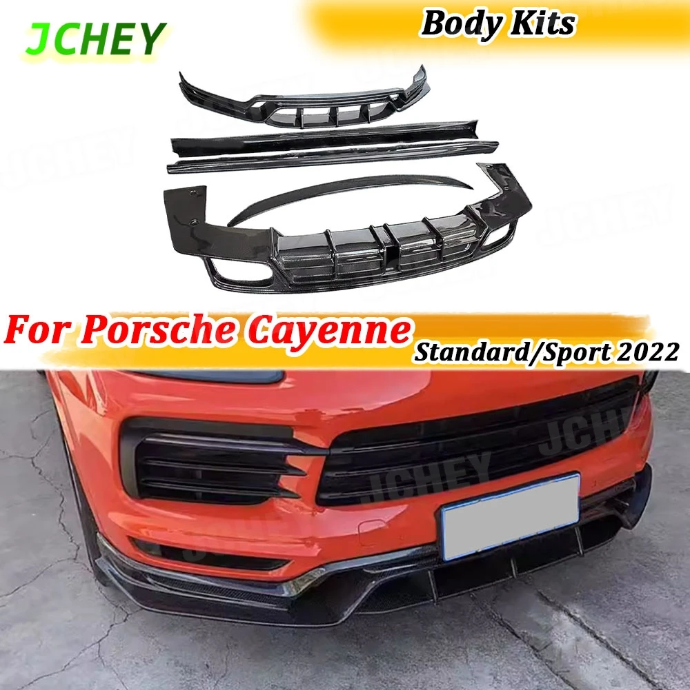 

Карбоновый передний спойлер, боковые накладки, задний диффузор и средний задний спойлер JCHEY для Porsche Cayenne Standard/Sport 2022 FRP