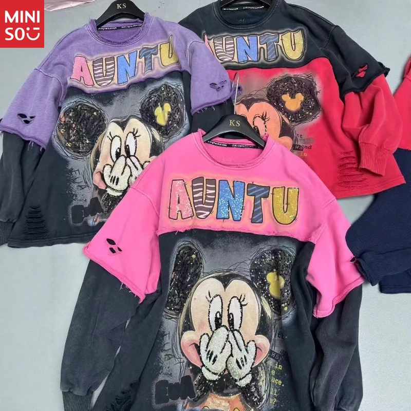 

Disney 2025 Plus Size Sweatshirt, Mickey Sequined Hoodie, Heavy Duty Fall Top for Women