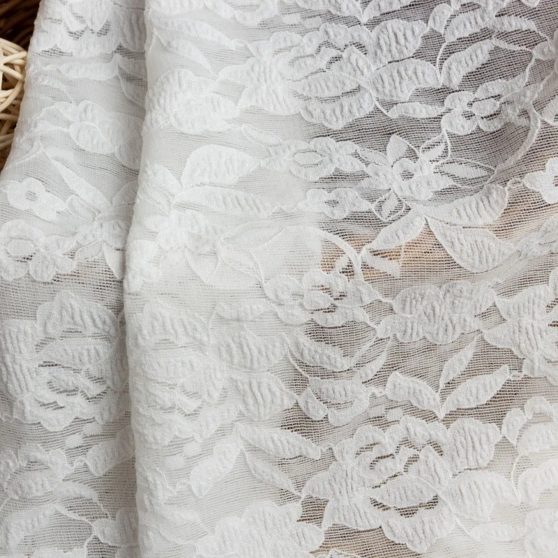 

High-quality elastic rose jacquard embroidered lace fabric for dresses, clothing accessories, carpets, curtains, home decor