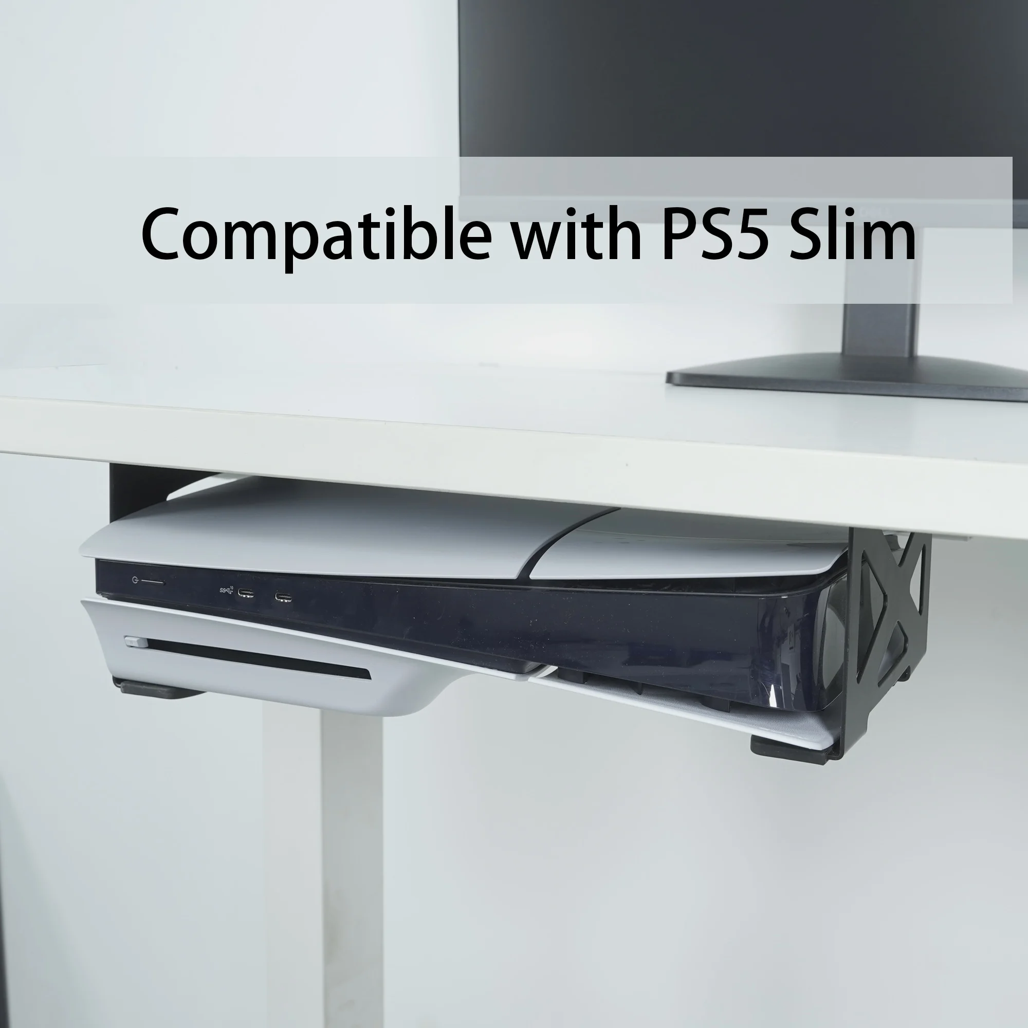 Monzlteck PS5 Under Desk Holder Black Steel