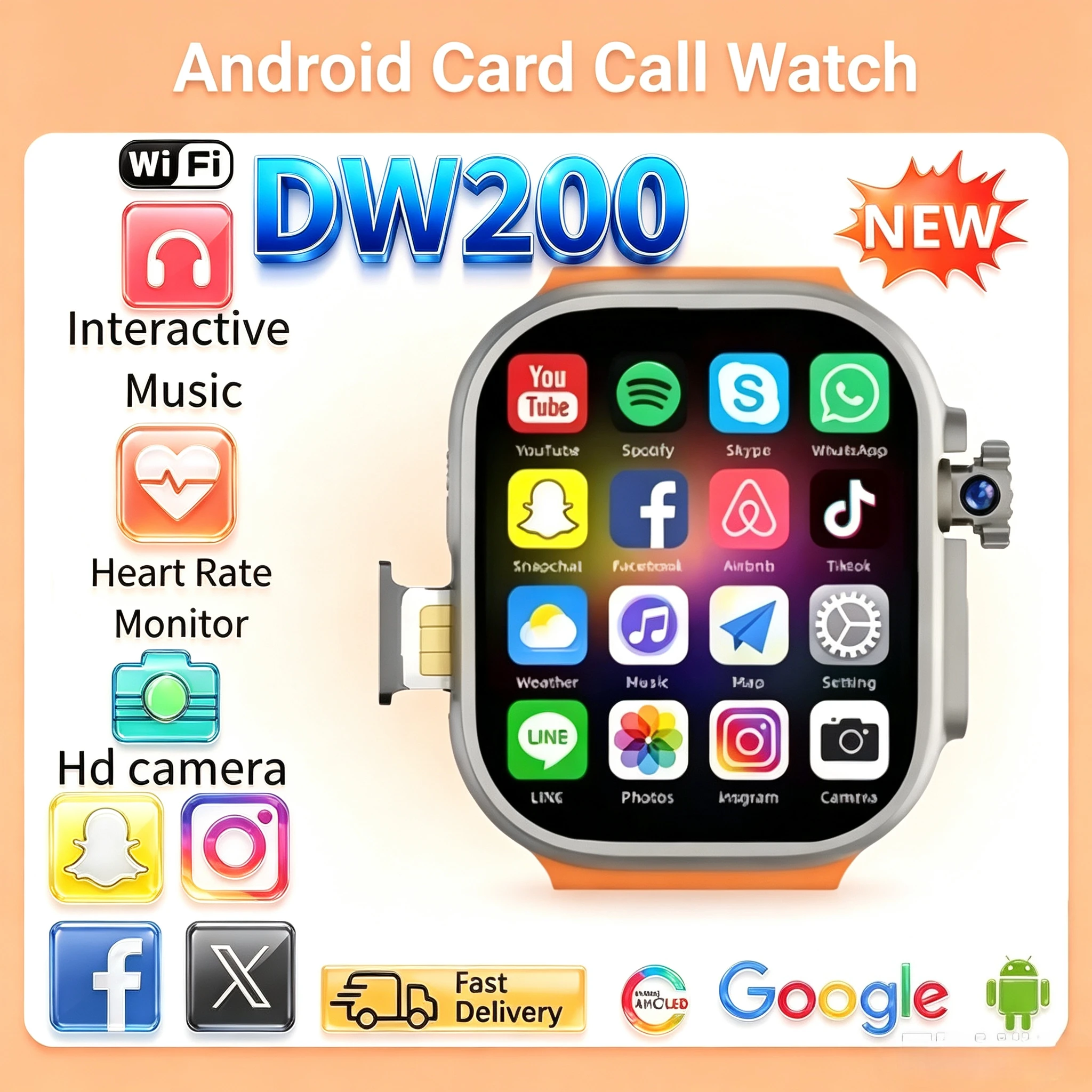 Smartwatch Store - DW200 Network Smartwatch SIM Card Rotating