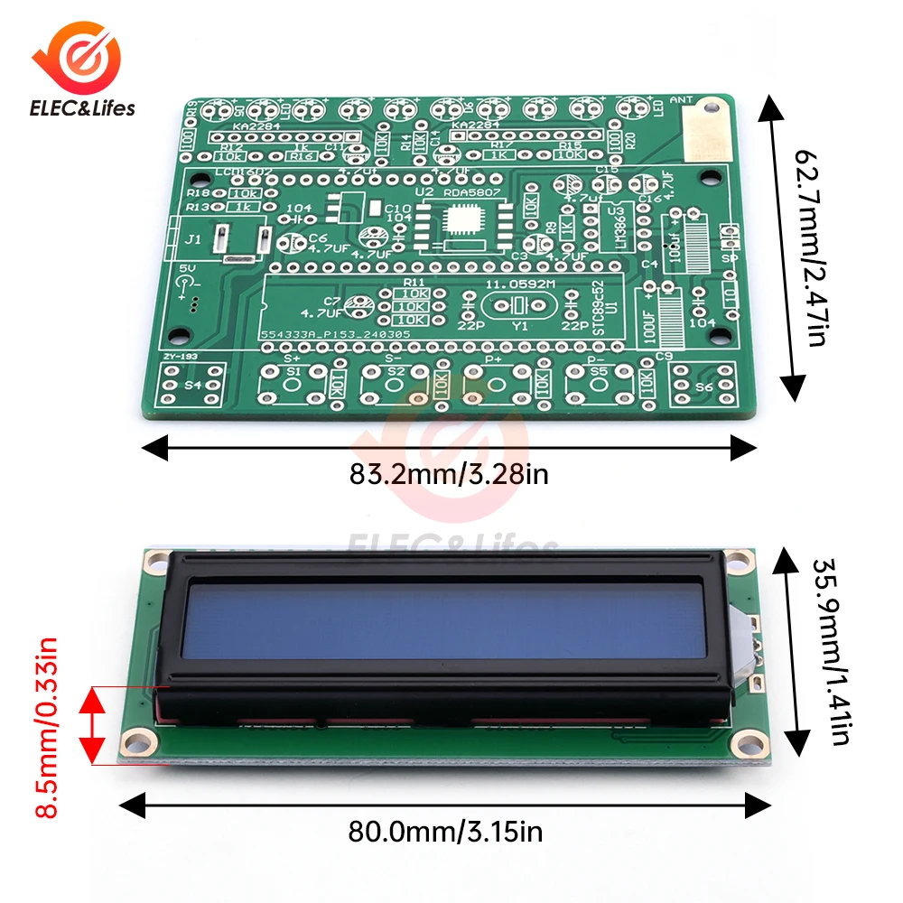 RDA5807 FM Radio Kit Soldering Practice DIY Radio Kits LCD Display FM 87-108MHz Digital Radio Kit With Case for Learning